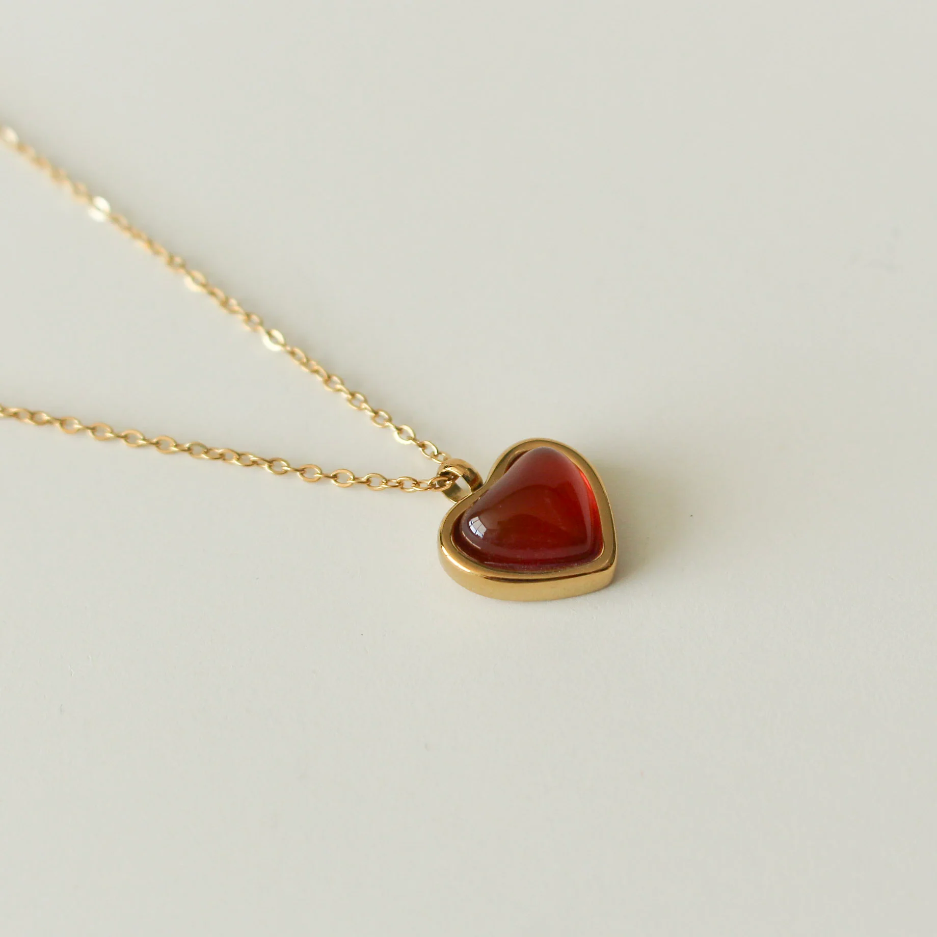 Amara Red Agate Heart Necklace - Image 3