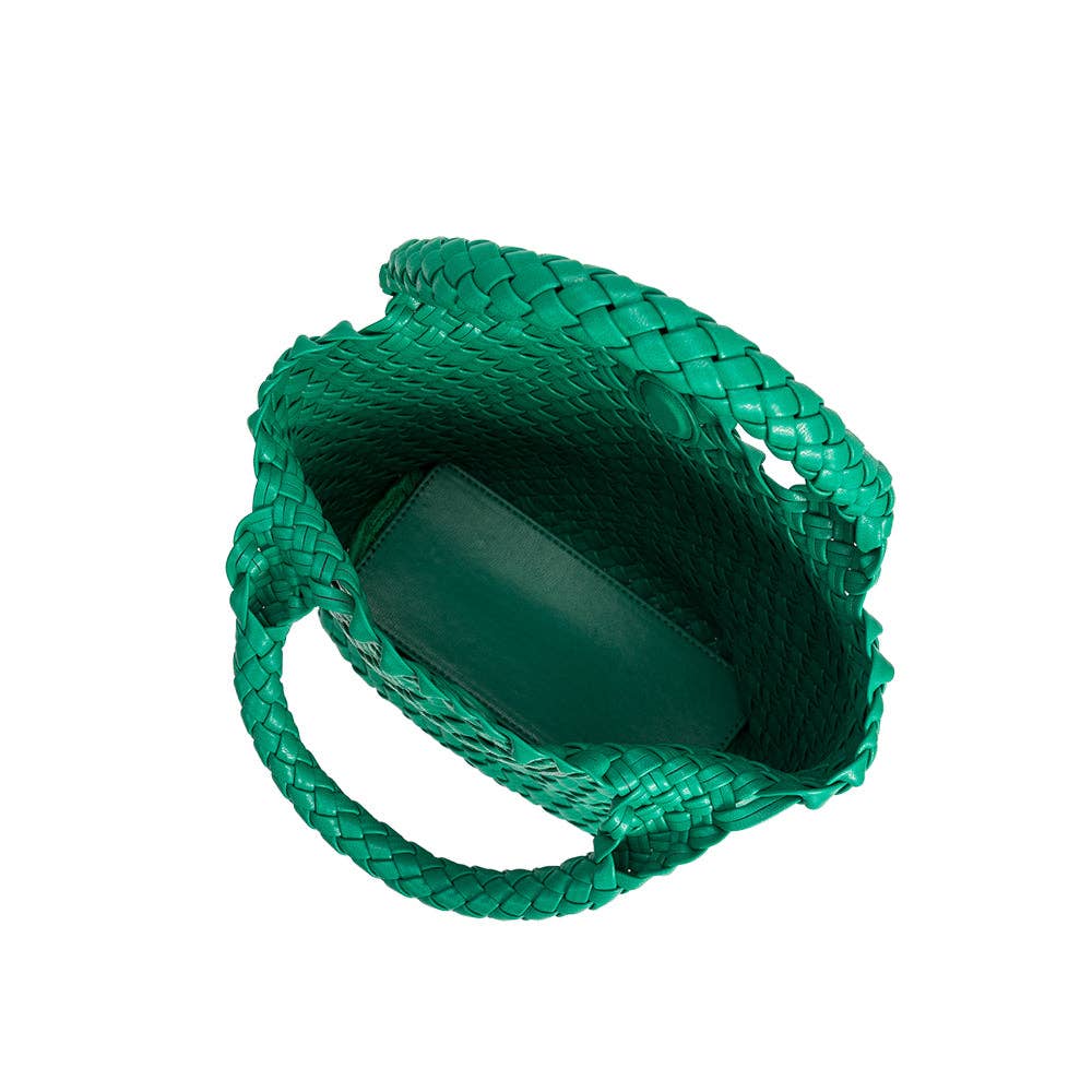 Eloise Woven Small Green Tote Bag - Image 3