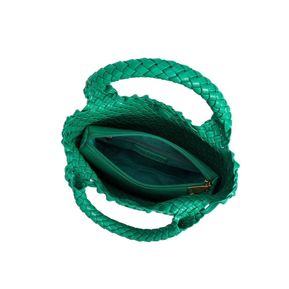 Eloise Woven Small Green Tote Bag - Image 4