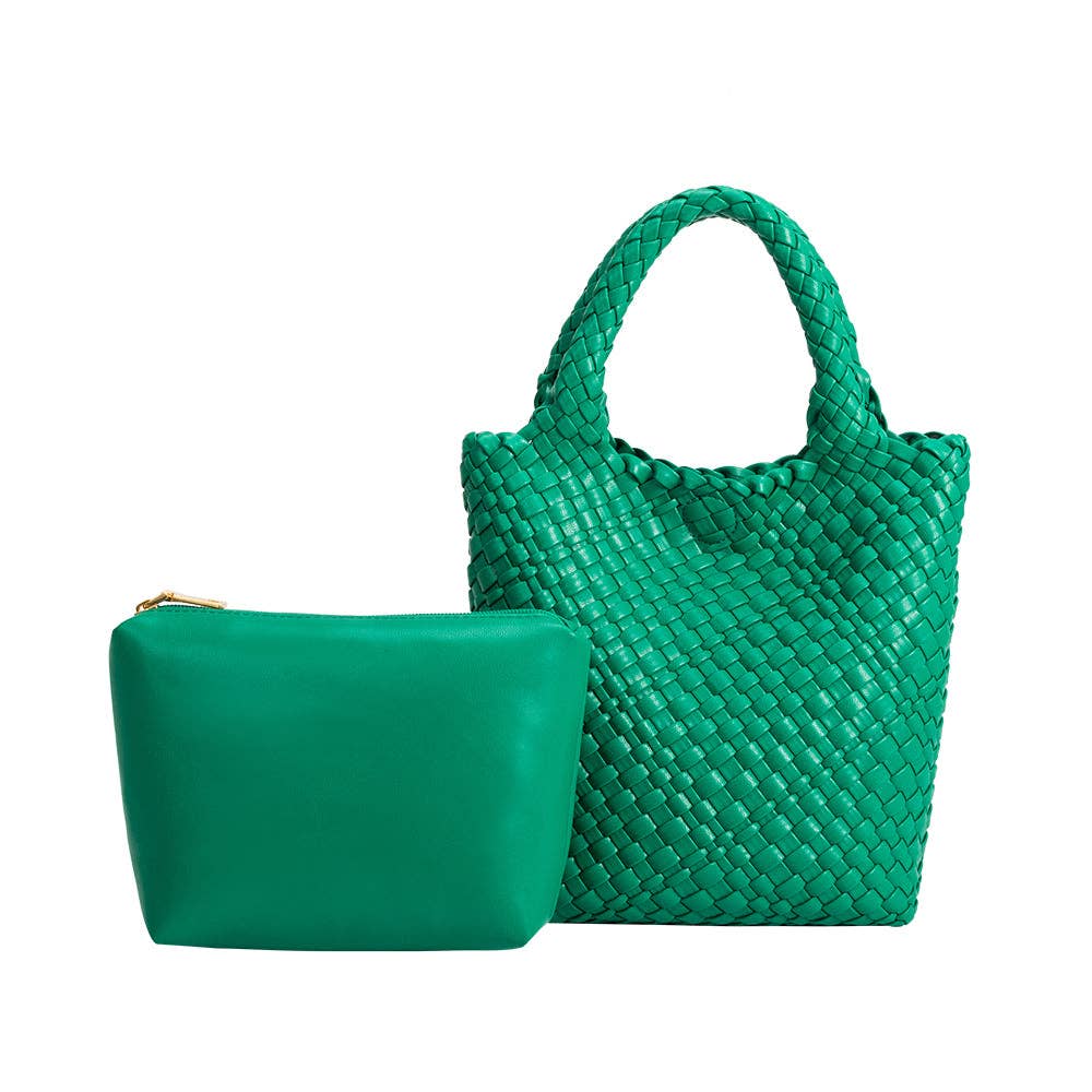 Eloise Woven Small Green Tote Bag - Image 5