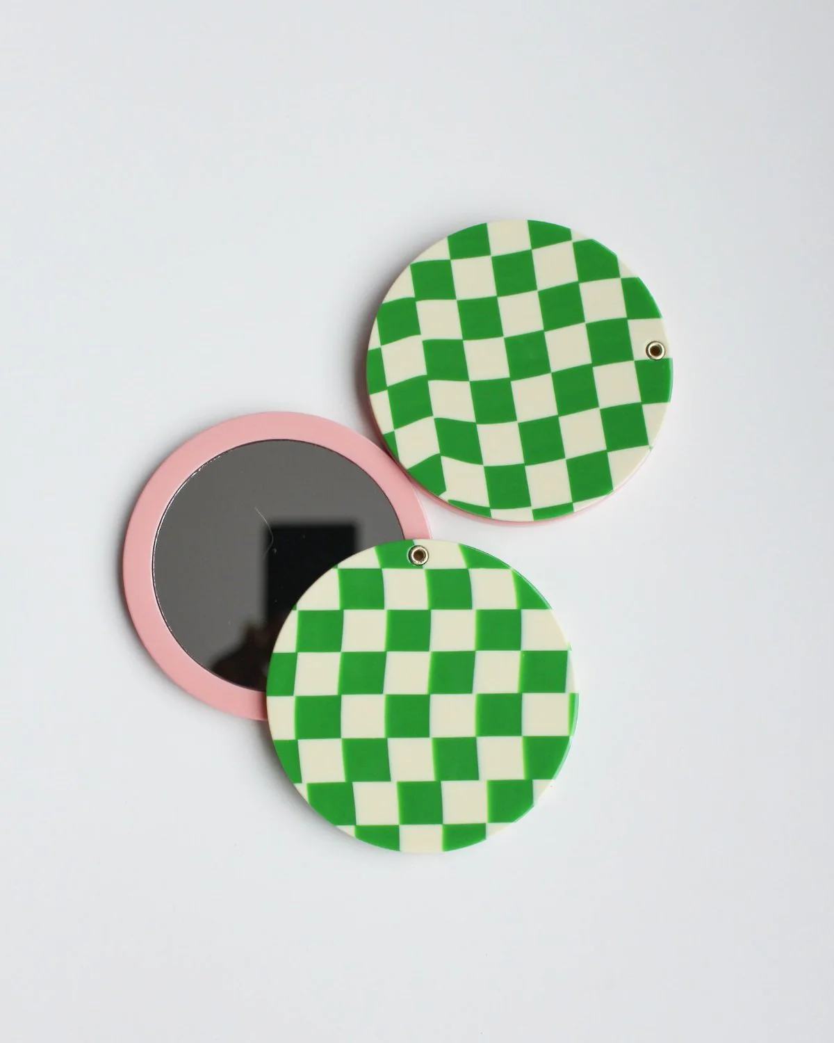 Green Checkered Swivel Pocket Mirror - Image 3