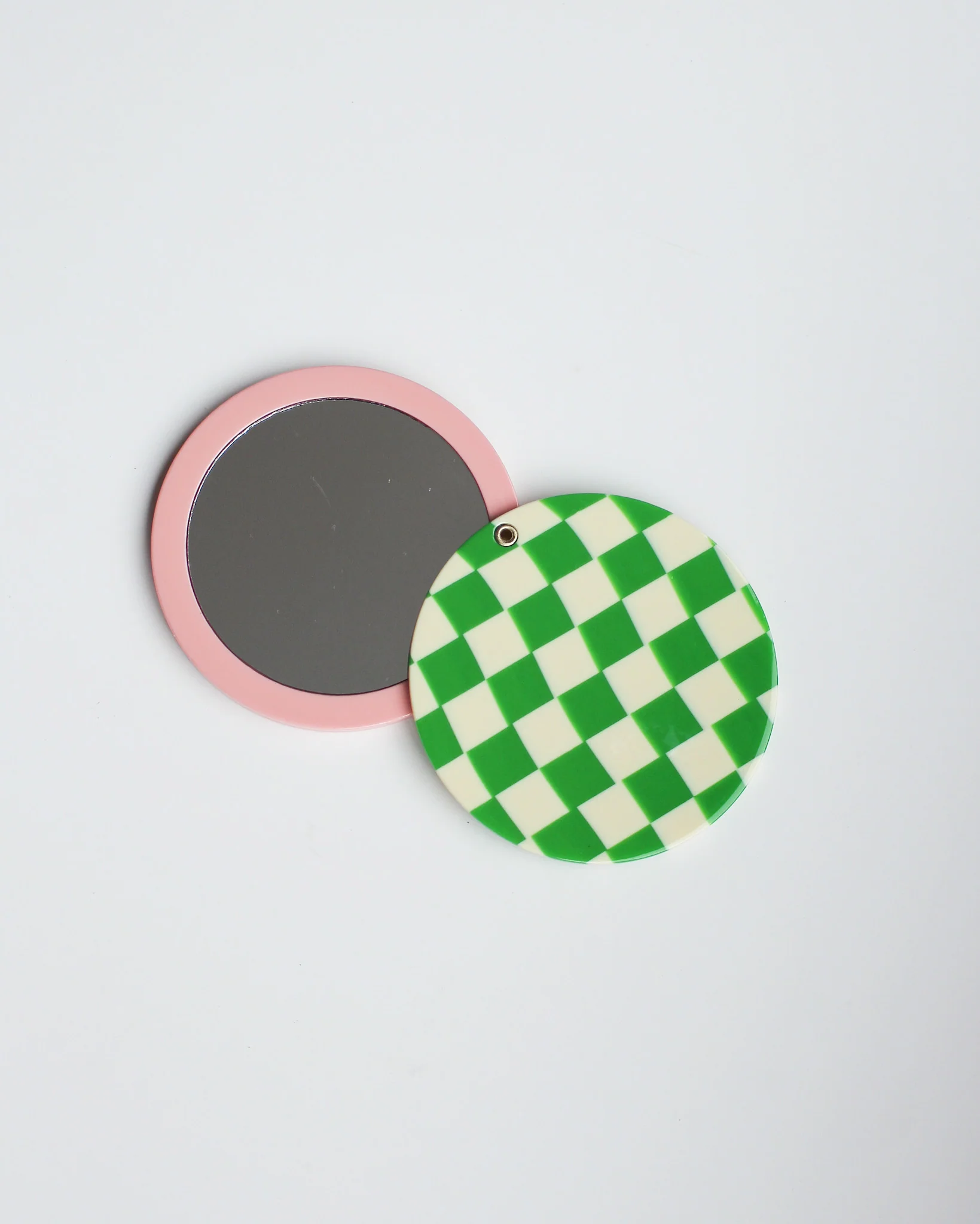 Green Checkered Swivel Pocket Mirror - Image 4