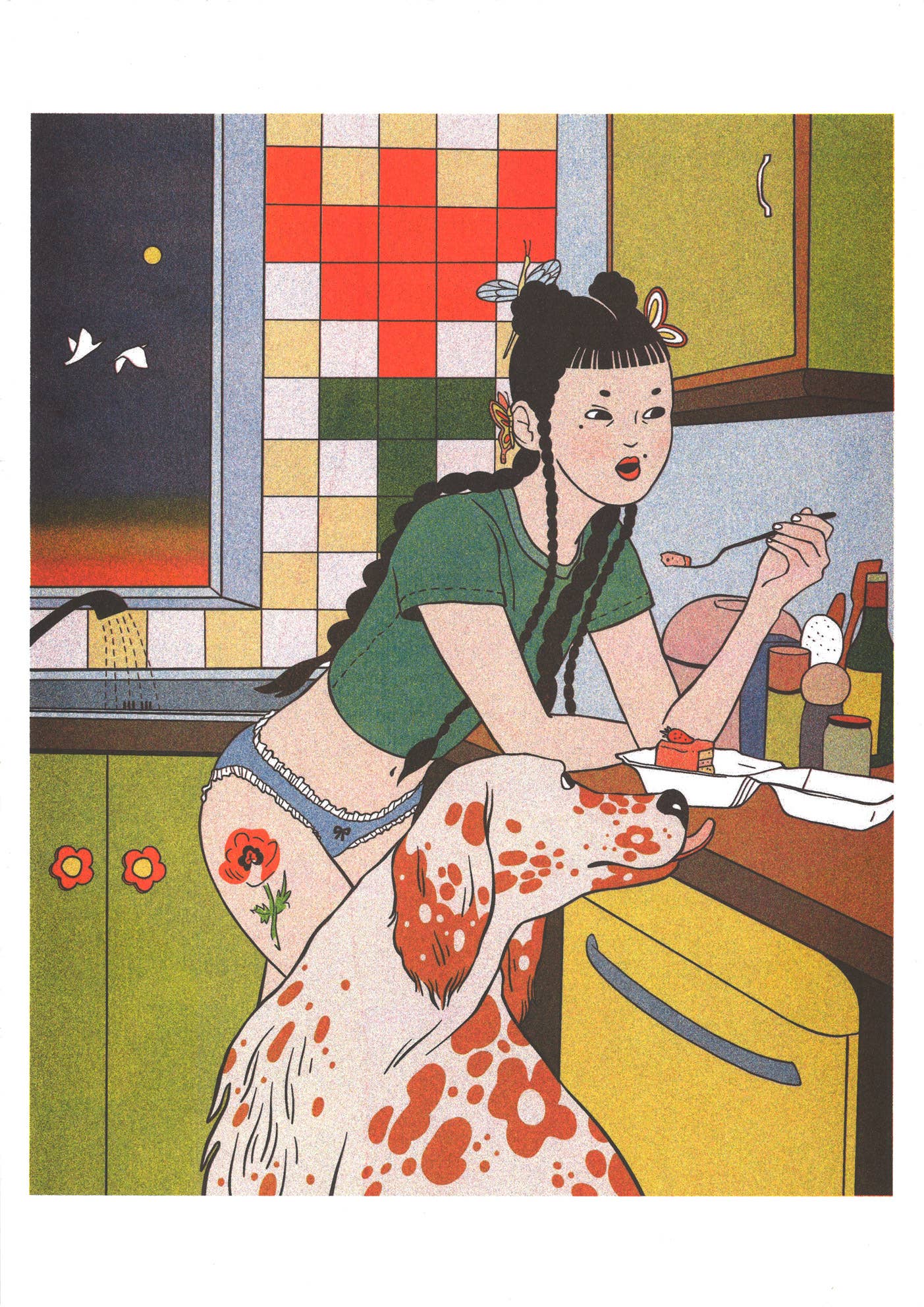 Midnight Snacks Risograph Art Print - Image 3